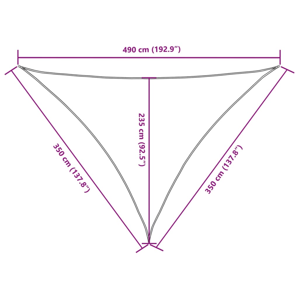 Parasole a Vela Oxford Triangolare 3,5x3,5x4,9 m Crema