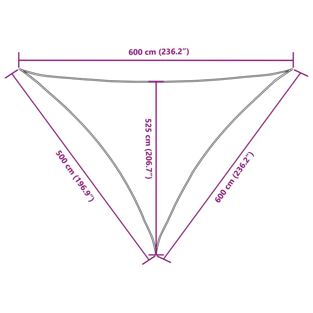 Parasole a Vela Oxford Triangolare 5x6x6 m Crema