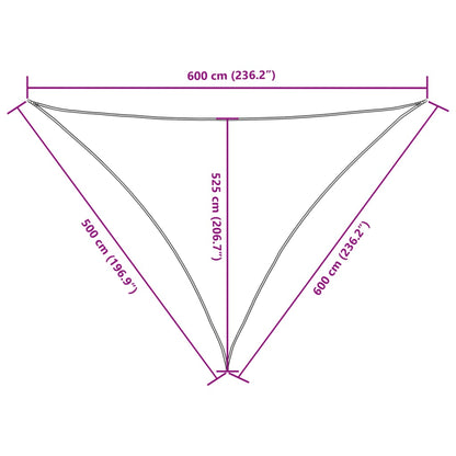 Parasole a Vela Oxford Triangolare 5x6x6 m Crema