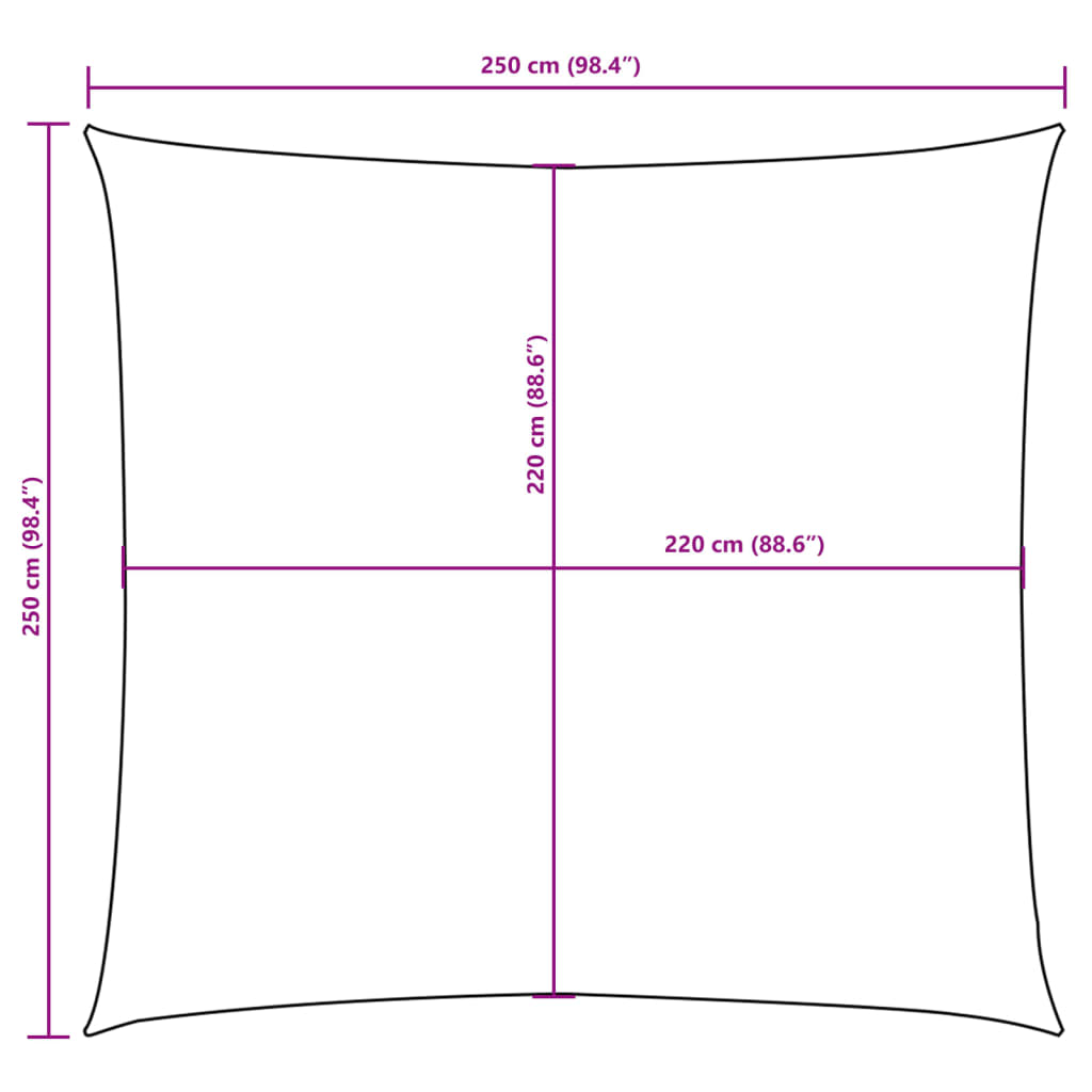 Vela Parasole in Tela Oxford Quadrata 2,5x2,5 m Bianca