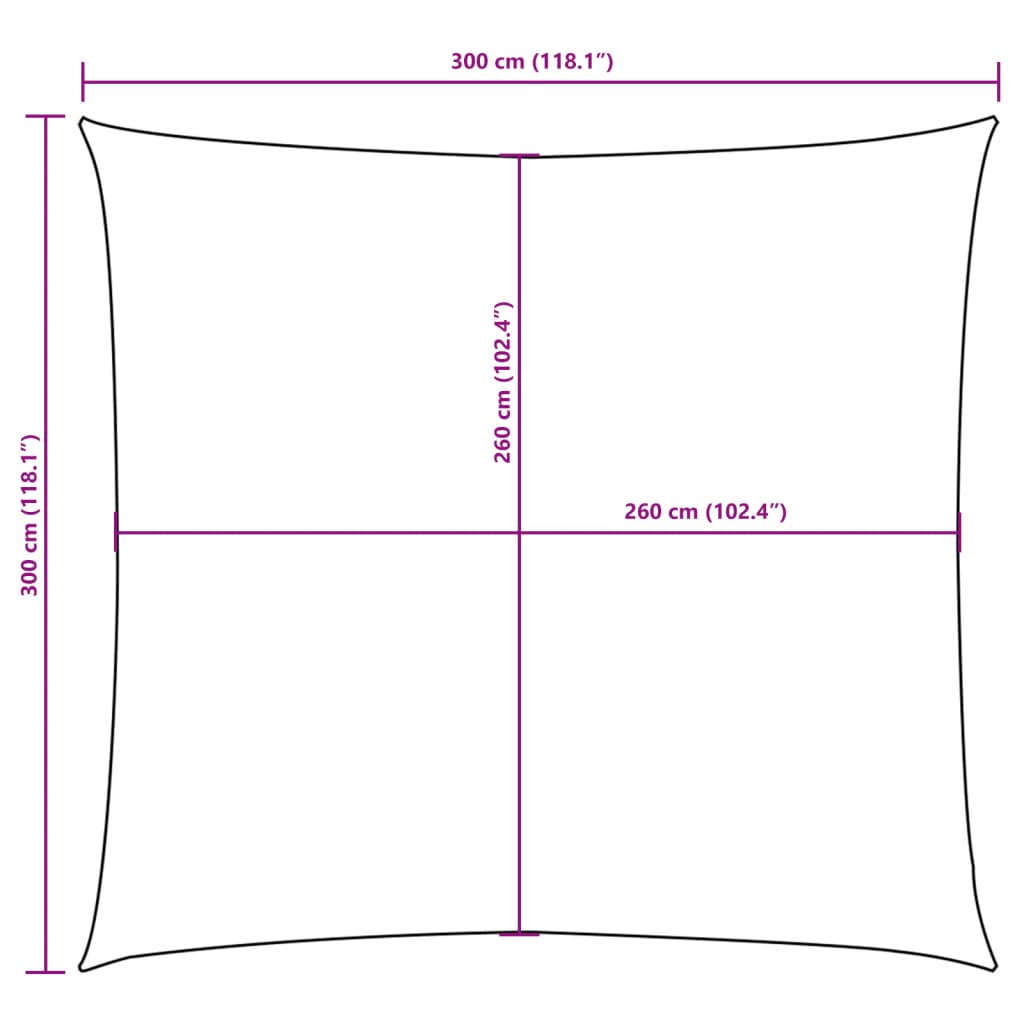 Parasole a Vela in Tela Oxford Quadrato 3x3 m Bianca