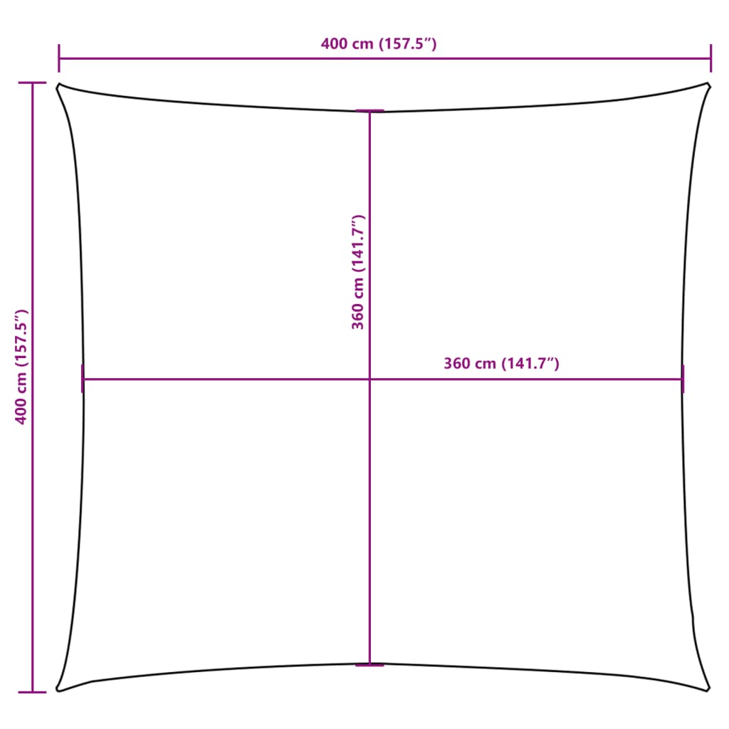 Vela Parasole in Tela Oxford Quadrata 4x4 m Bianca