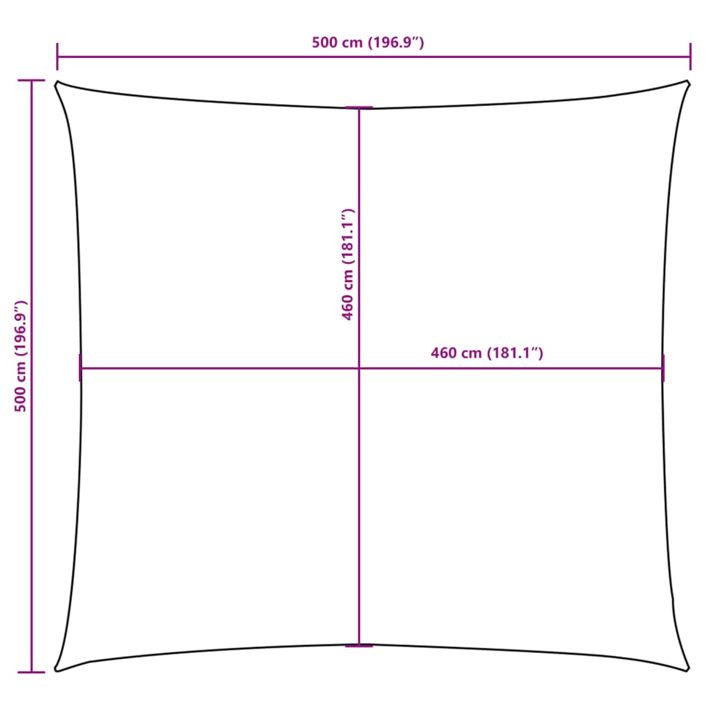 Square Oxford Canvas Sunshade Sail 5x5 m White