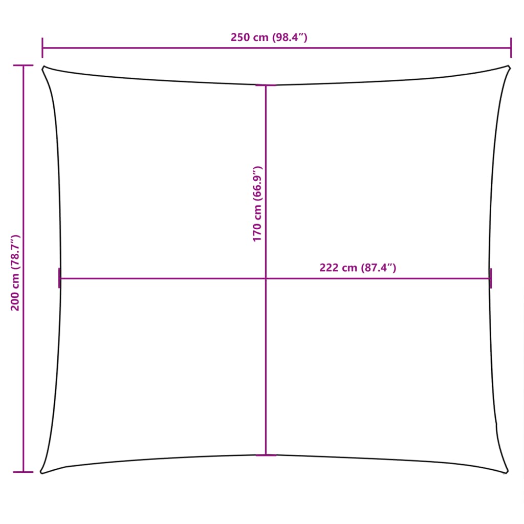 Parasole a Vela in Tessuto Oxford Rettangolare 2x2,5m Bianco - homemem39