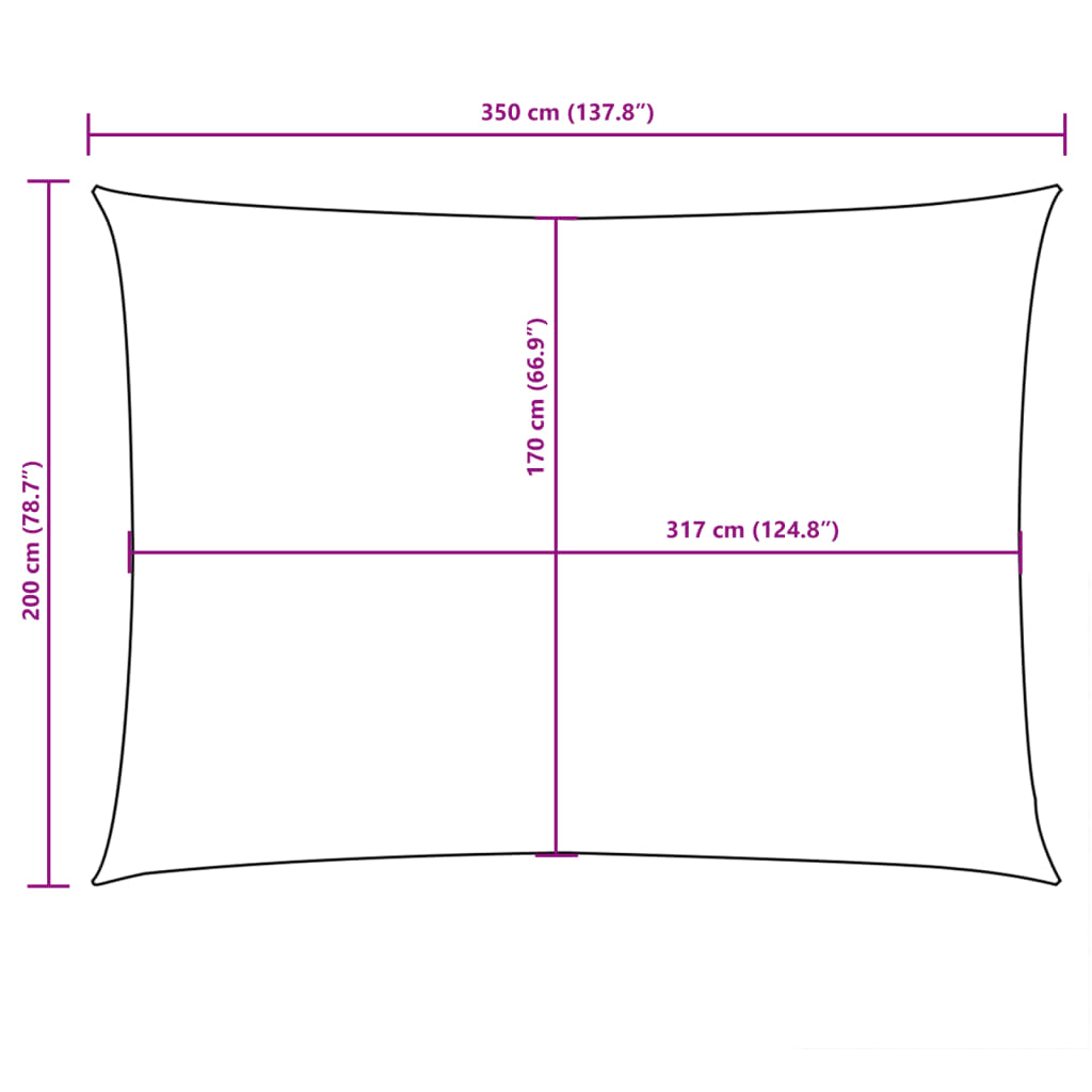 Sunshade Sail in Rectangular Oxford Fabric 2x3.5 m White