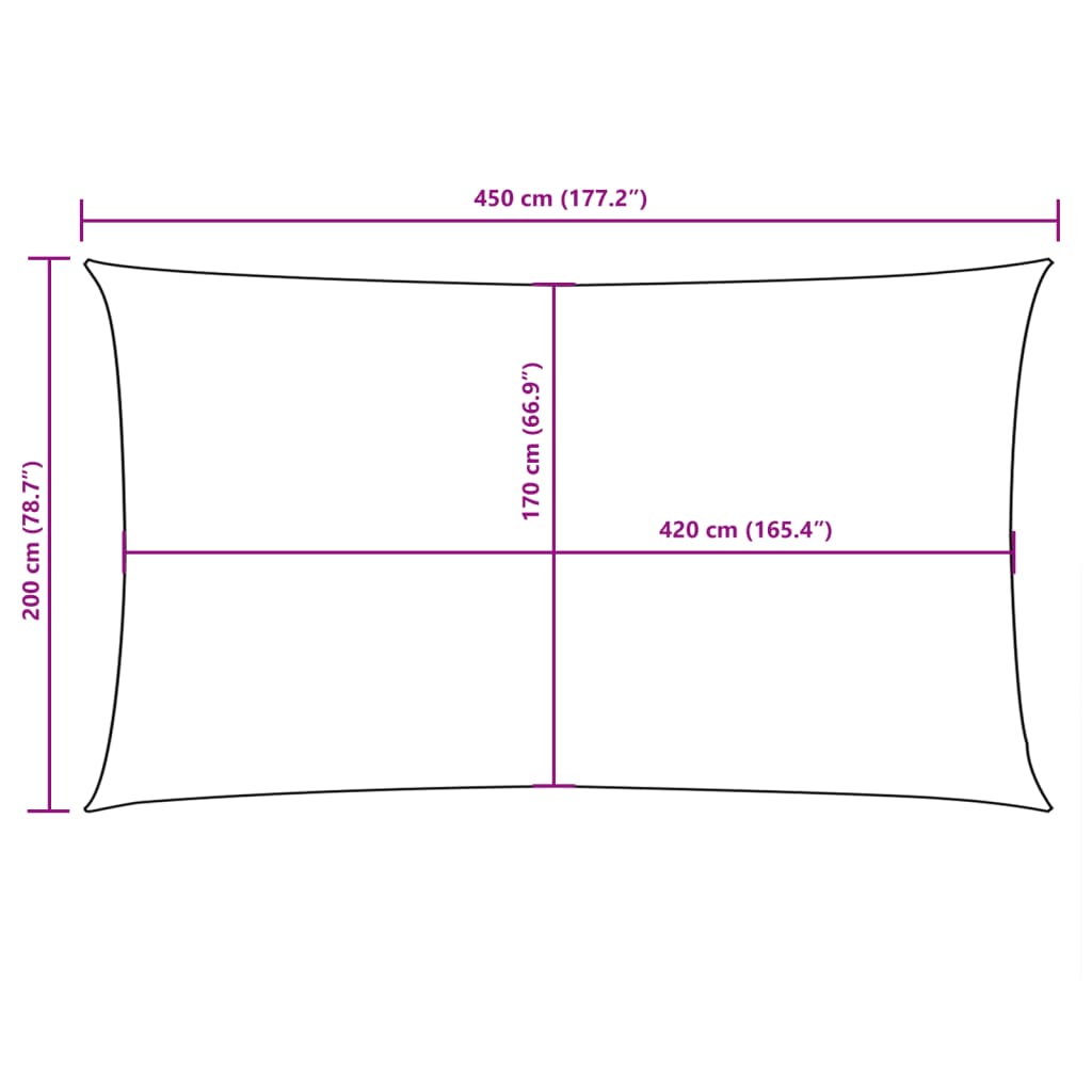 Parasole a Vela Oxford Rettangolare 2x4,5 m Bianco