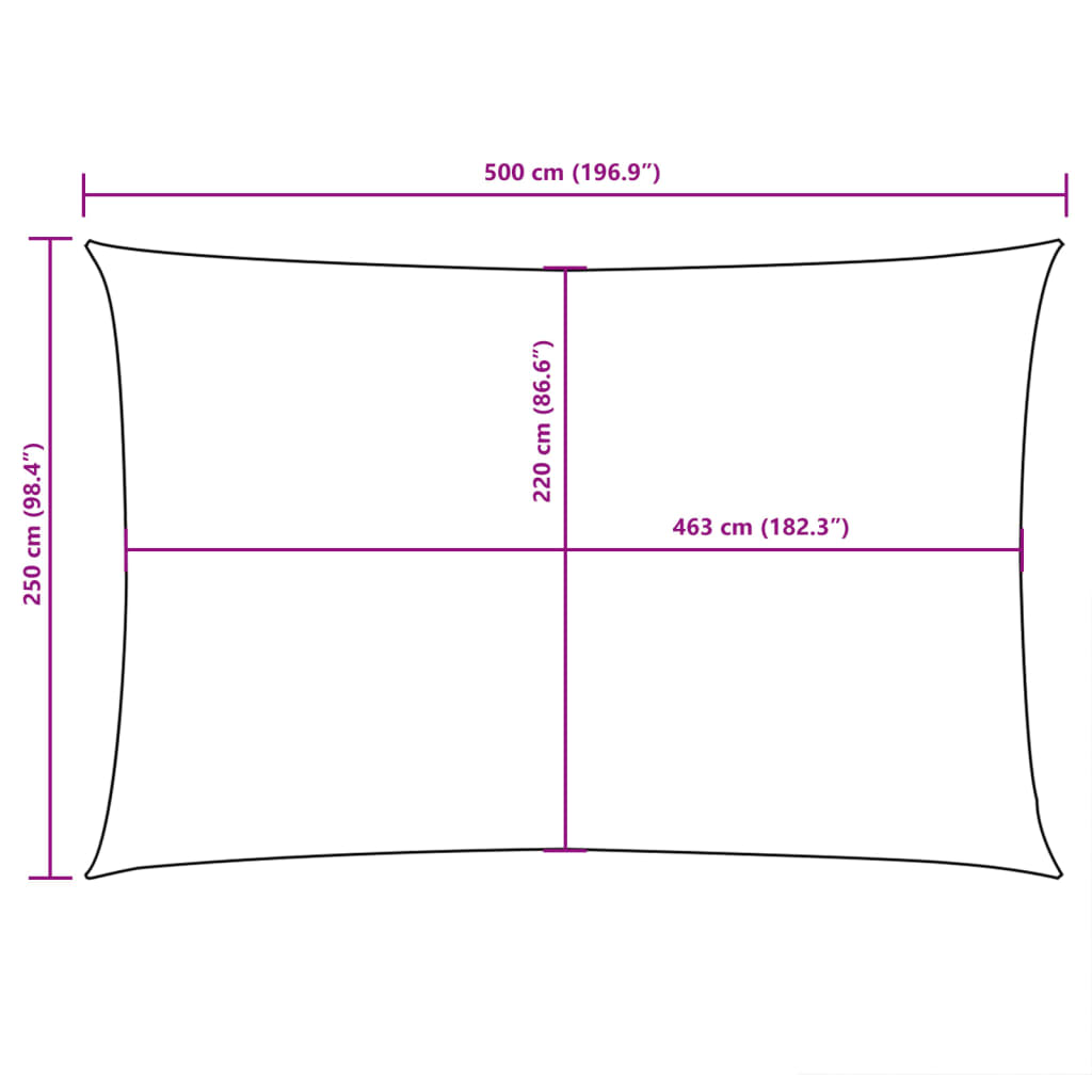 Oxford Rectangular Parasol Sail 2.5x5 m White