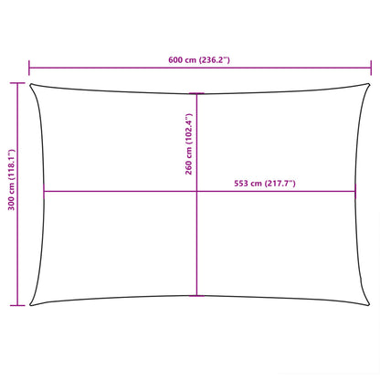 Sunshade Sail in Rectangular Oxford Fabric 3x6 m White