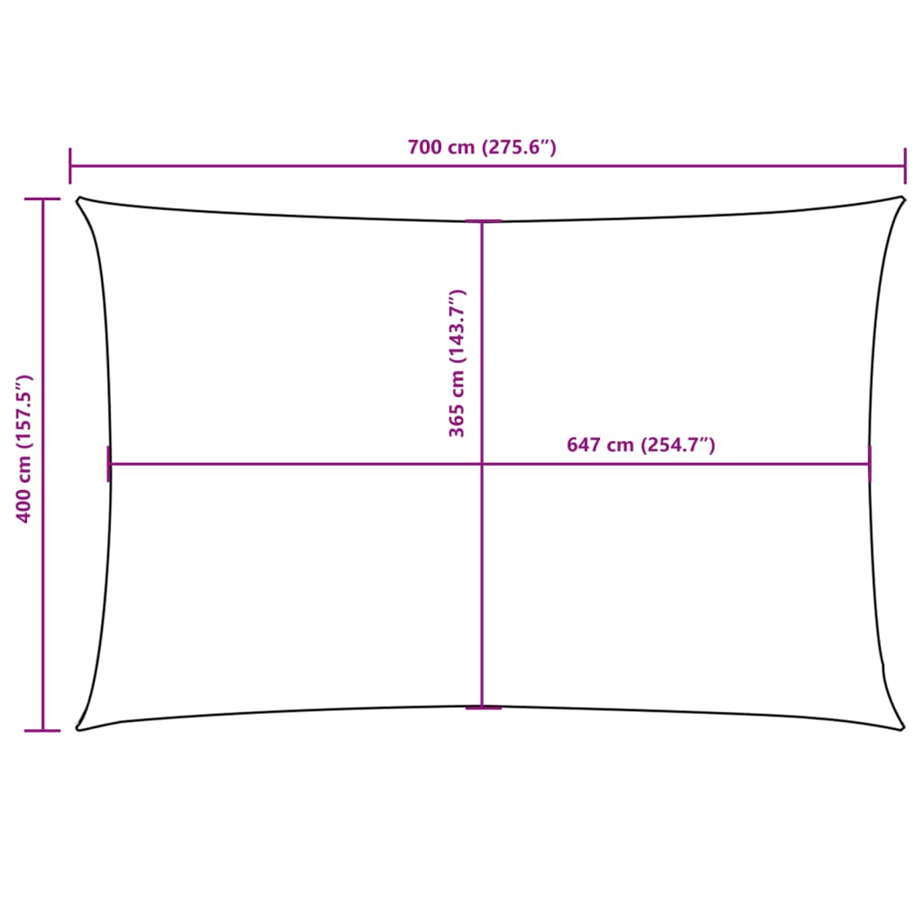 Parasole a Vela Oxford Rettangolare 4x7 m Bianco