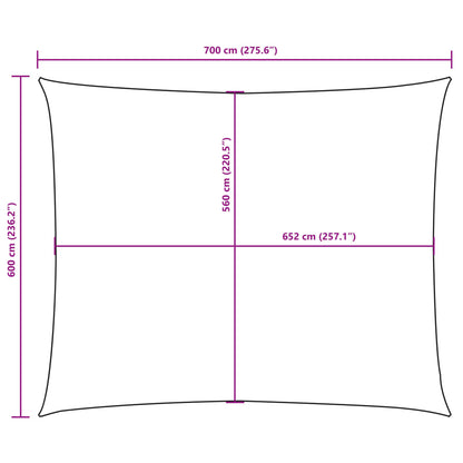 Sunshade Sail in Rectangular Oxford Fabric 6x7 m White