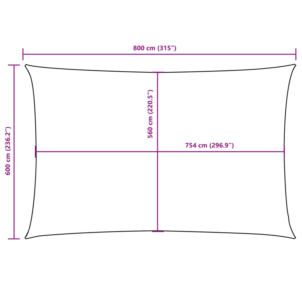 Parasole a Vela Oxford Rettangolare 6x8 m Bianco | homemem39