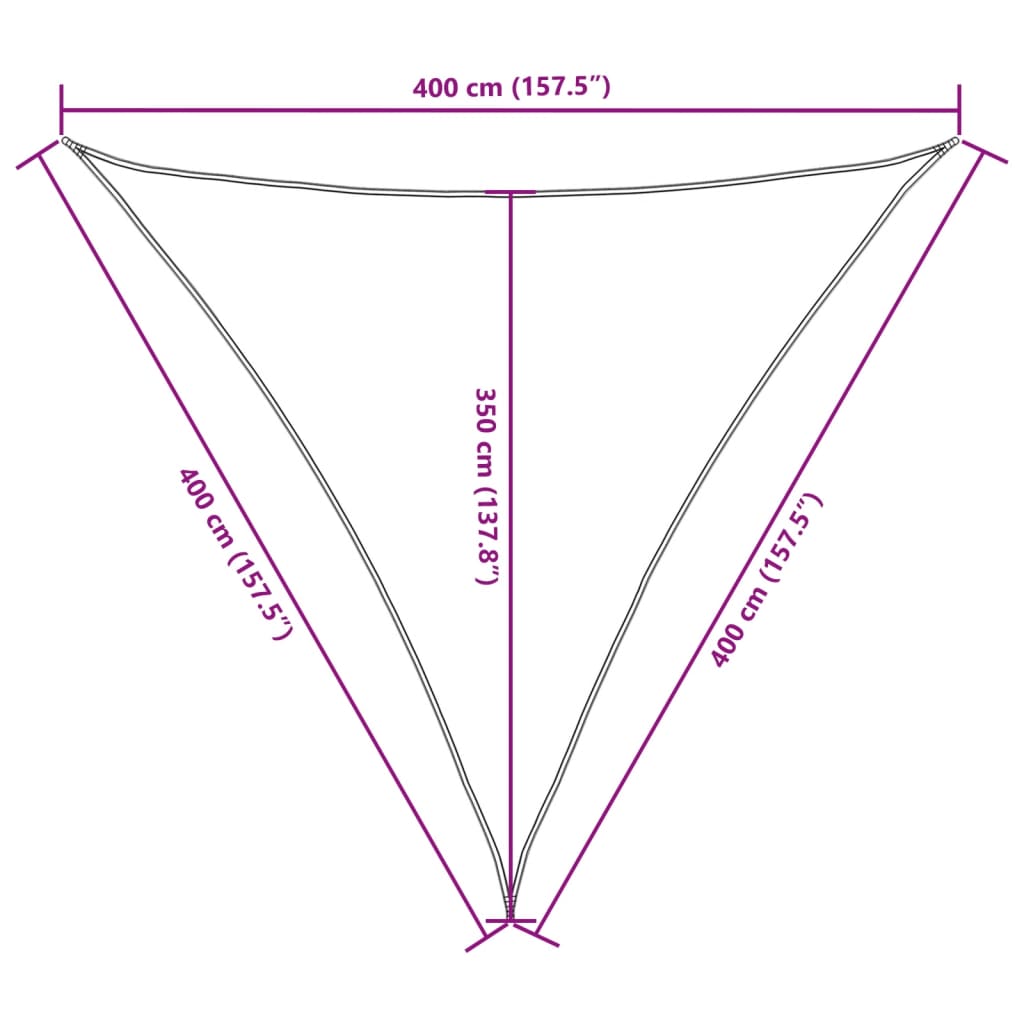 Parasole a Vela Oxford Triangolare 4x4x4 m Bianco