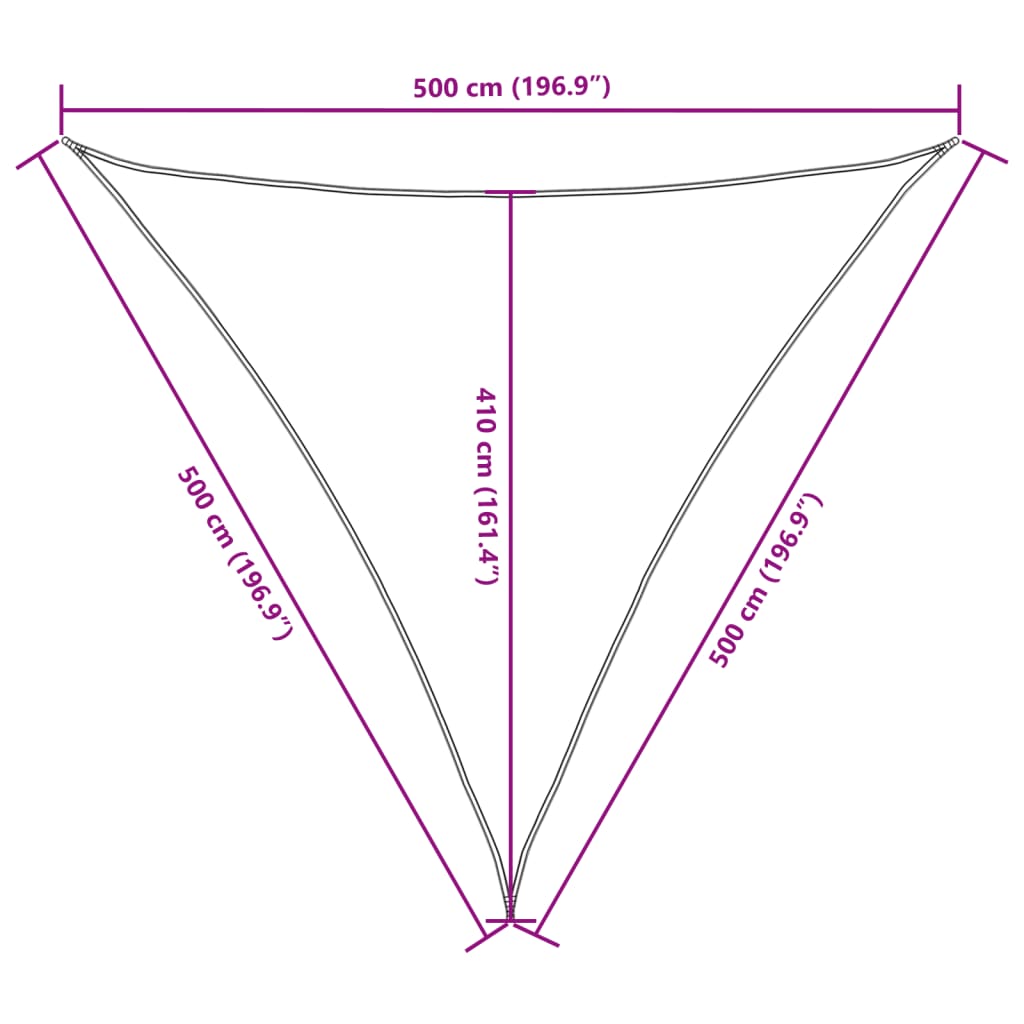 Parasole a Vela Oxford Triangolare 5x5x5 m Bianco | homemem39