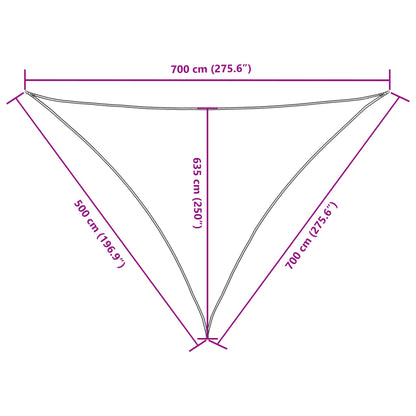Parasole a Vela Oxford Triangolare 5x7x7 m Bianco | homemem39