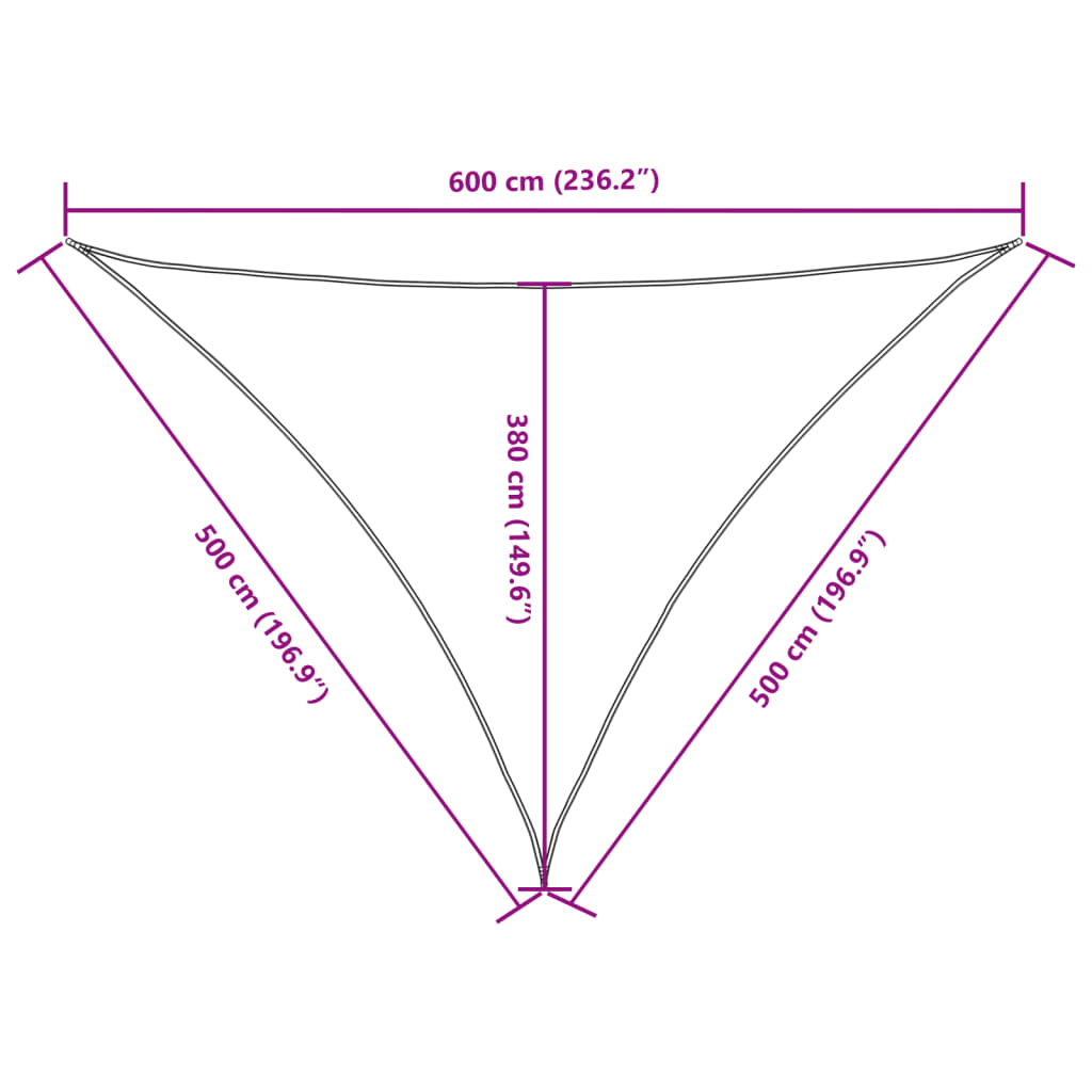 Parasole a Vela Oxford Triangolare 5x5x6 m Bianco