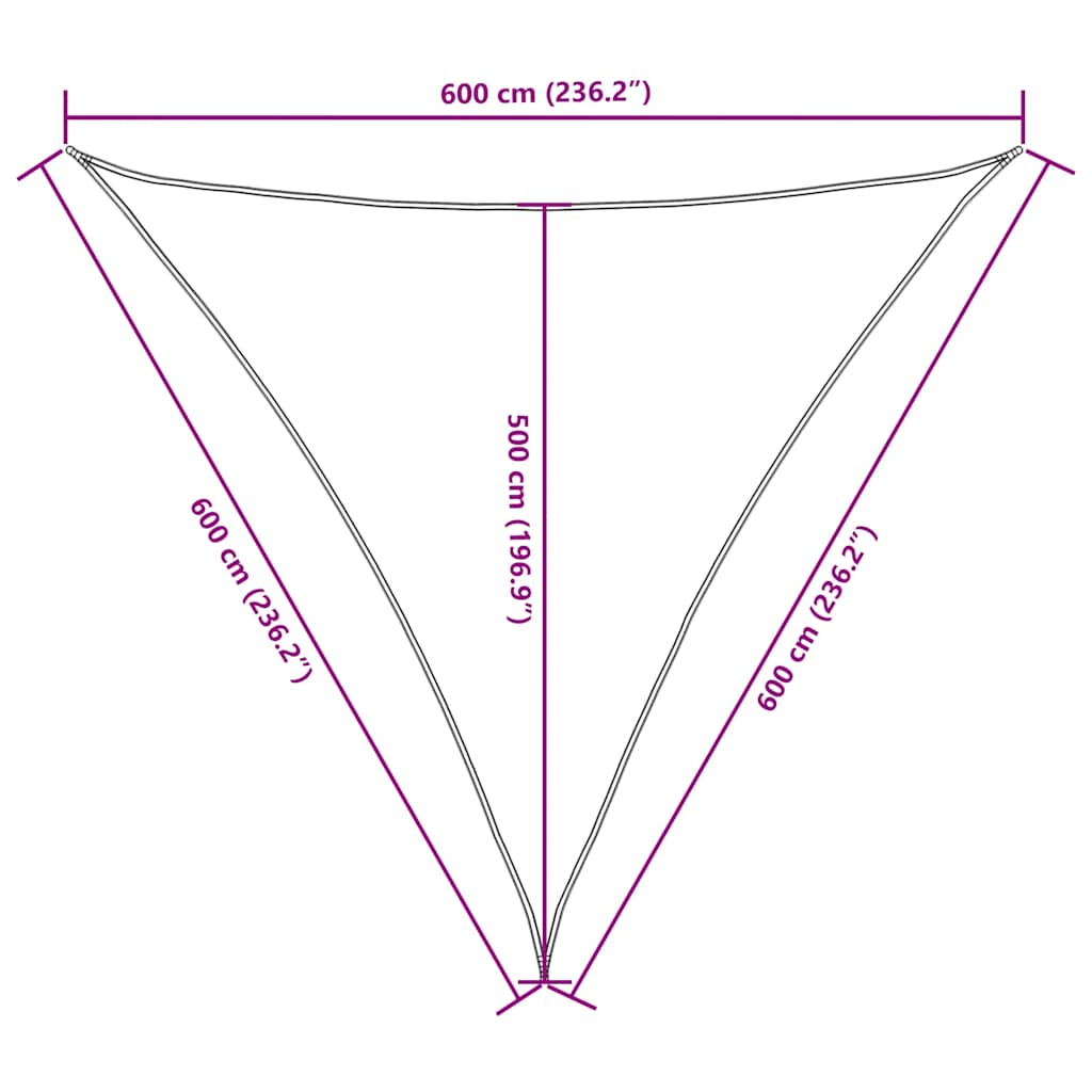 Parasole a Vela in Tessuto Oxford Triangolare 6x6x6 m Bianco | homemem39