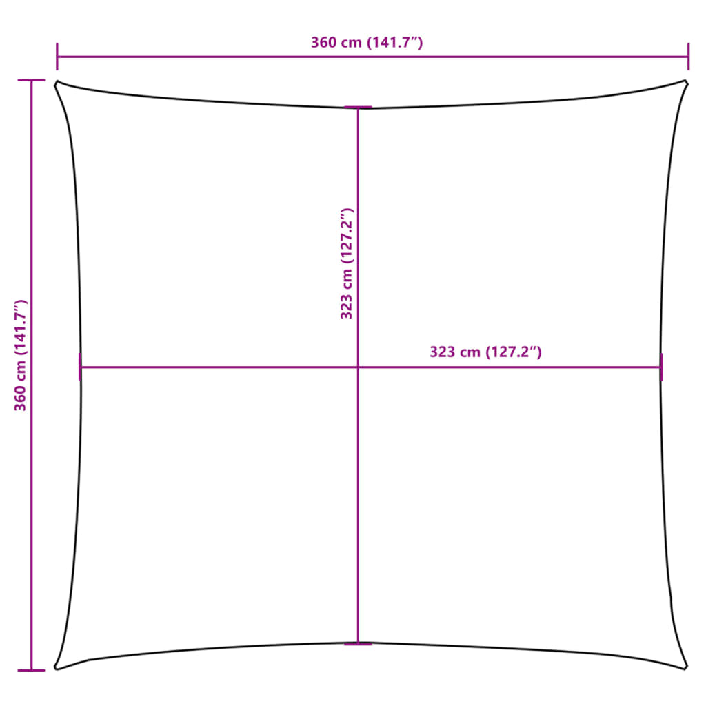 Vela Parasole in Tela Oxford Quadrata 3,6x3,6 m Talpa