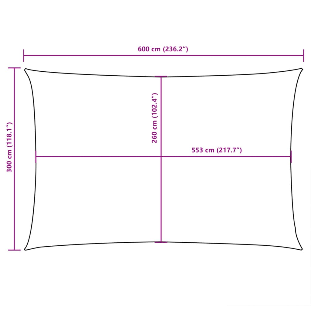 Parasole a Vela in Tessuto Oxford Rettangolare 3x6 m Bianco