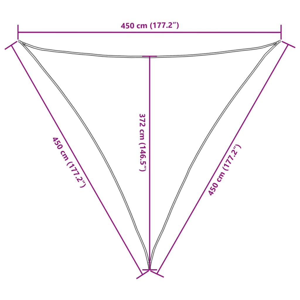 Parasole a Vela Oxford Triangolare 4,5x4,5x4,5 m Talpa