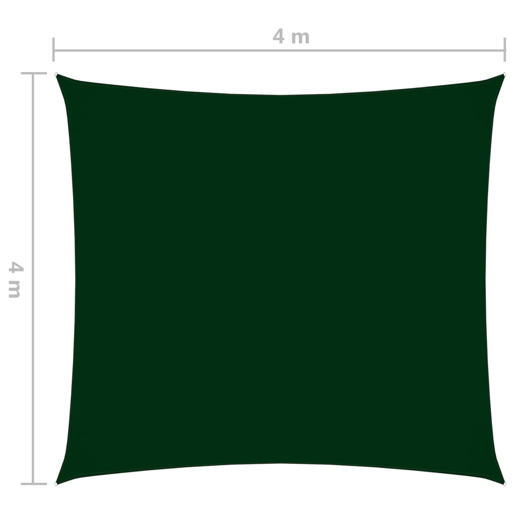 Vela Parasole in Tela Oxford Quadrata 4x4 m Verde Scuro