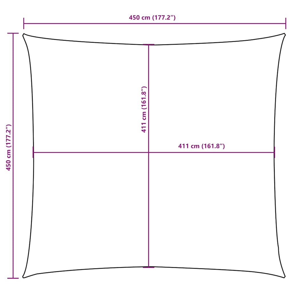 Parasole a Vela in Tela Oxford Quadrato 4,5x4,5 m Verde Scuro