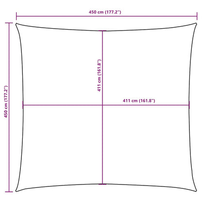 Parasole a Vela in Tela Oxford Quadrato 4,5x4,5 m Verde Scuro