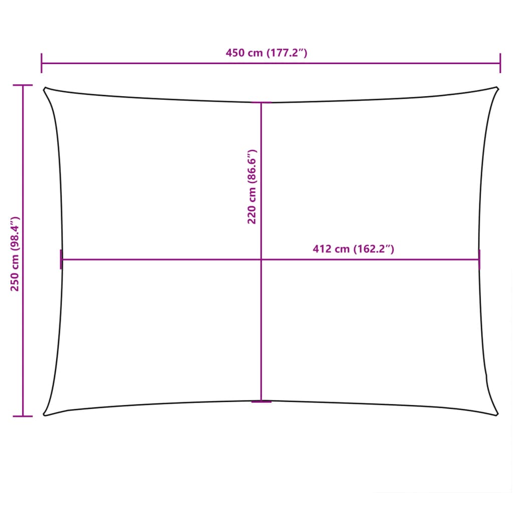 Vela Parasole Tessuto Oxford Rettangolare 2,5x4,5 m Verde Scuro