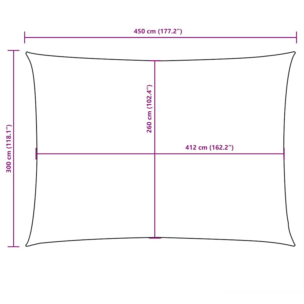 Parasole a Vela Oxford Rettangolare 3x4,5 m Verde Scuro