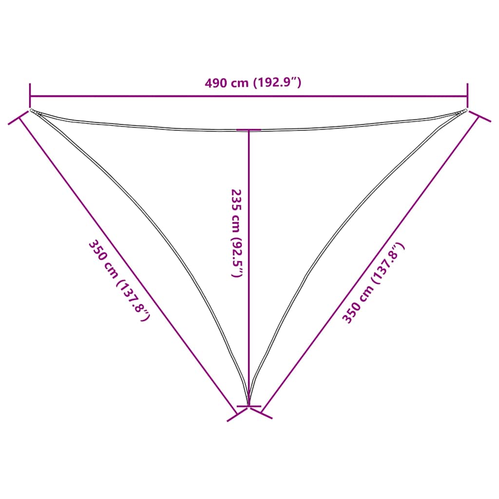 Parasole a Vela Oxford Triangolare 3,5x3,5x4,9 m Verde Scuro