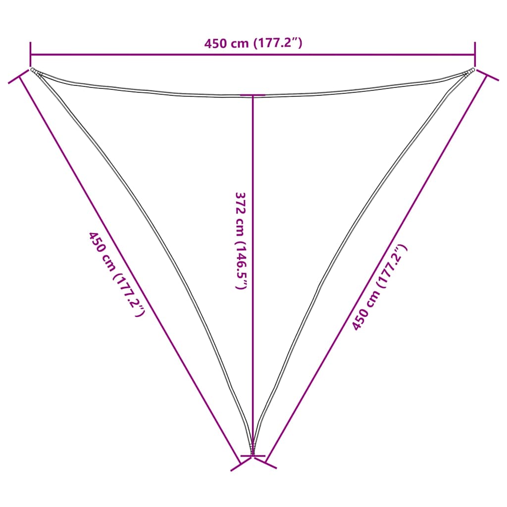 Parasole a Vela Oxford Triangolare 4,5x4,5x4,5 m Verde Scuro