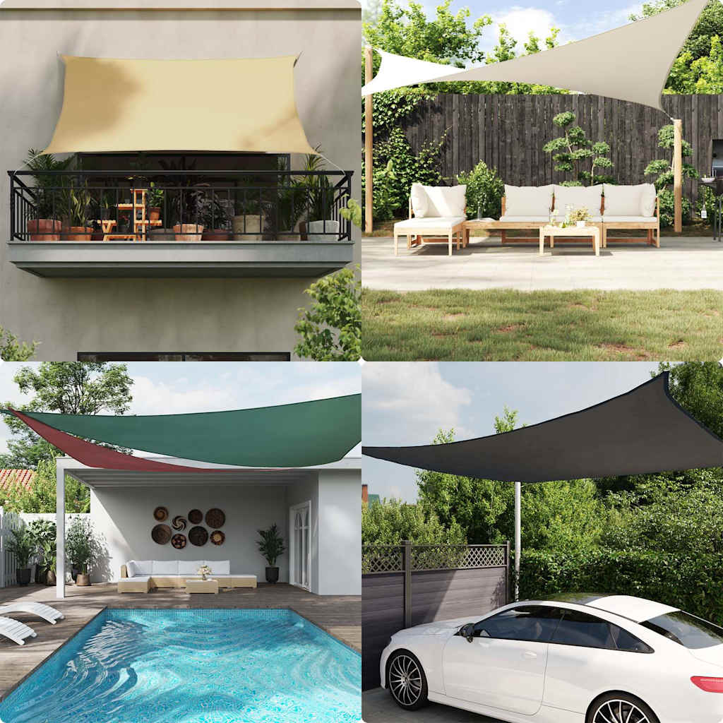 Parasole a Vela Oxford Triangolare 4x5x5 m Verde Scuro