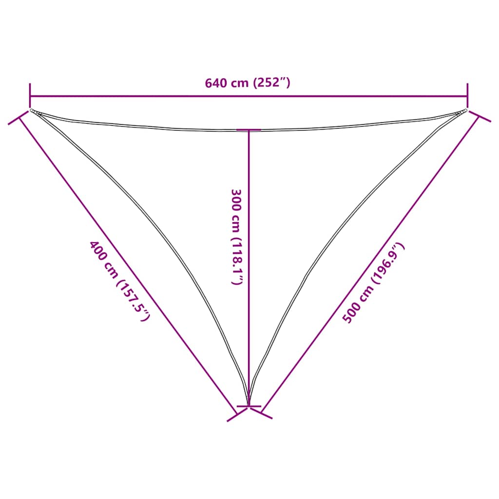 Parasole a Vela Oxford Triangolare 4x5x6,4 m Verde Scuro
