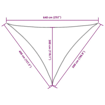 Parasole a Vela Oxford Triangolare 4x5x6,4 m Verde Scuro
