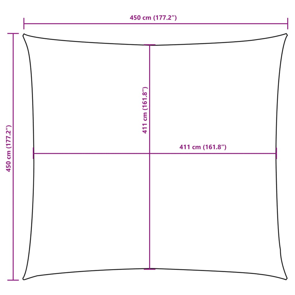 Parasole a Vela in Tela Oxford Quadrato 4,5x4,5 m Giallo | homemem39