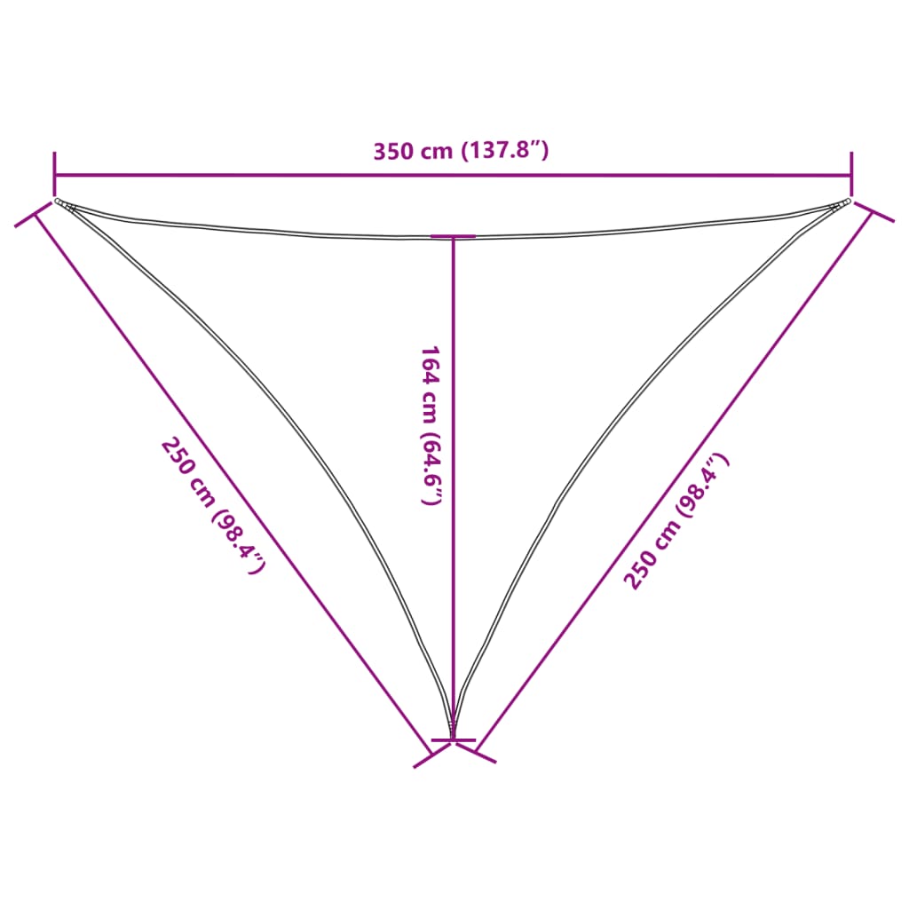 Parasole a Vela Oxford Triangolare 2,5x2,5x3,5 m Giallo
