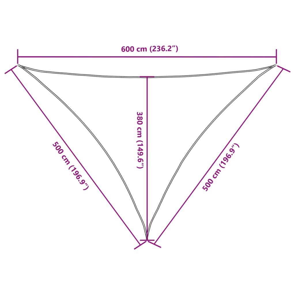 Parasole a Vela Oxford Triangolare 5x5x6 m Giallo | homemem39