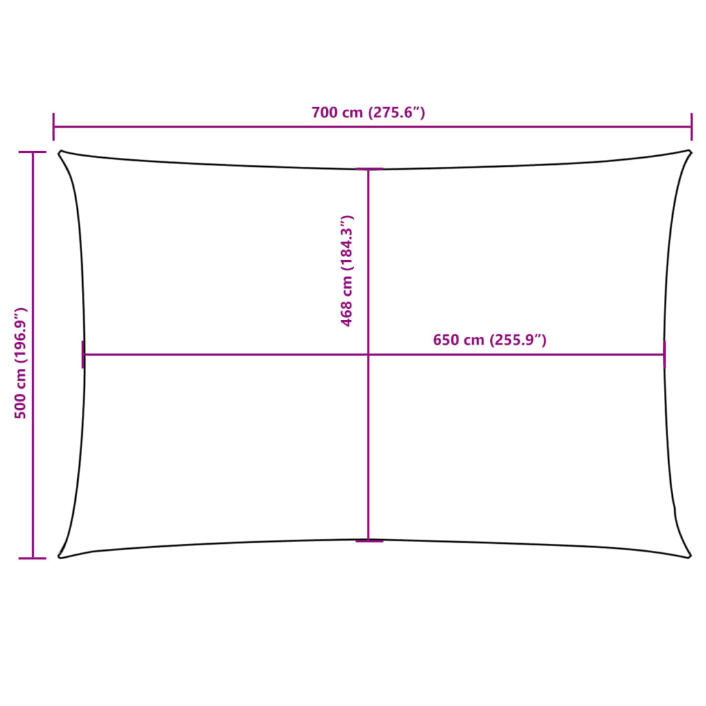 Parasole a Vela Tessuto Oxford Rettangolare 5x7m Rosso