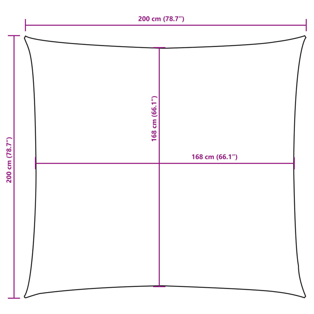 Vela Parasole in Tela Oxford Quadrata 2x2 m Nera