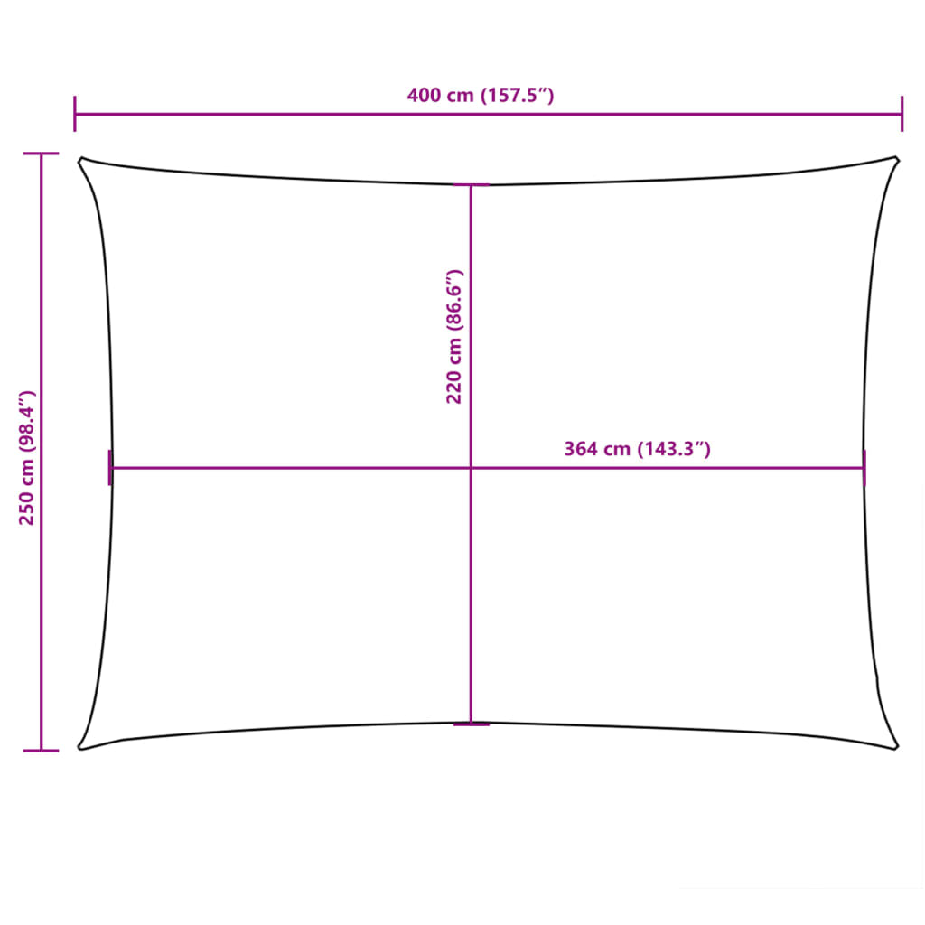 Parasole a Vela Oxford Rettangolare 2,5x4 m Nero | homemem39
