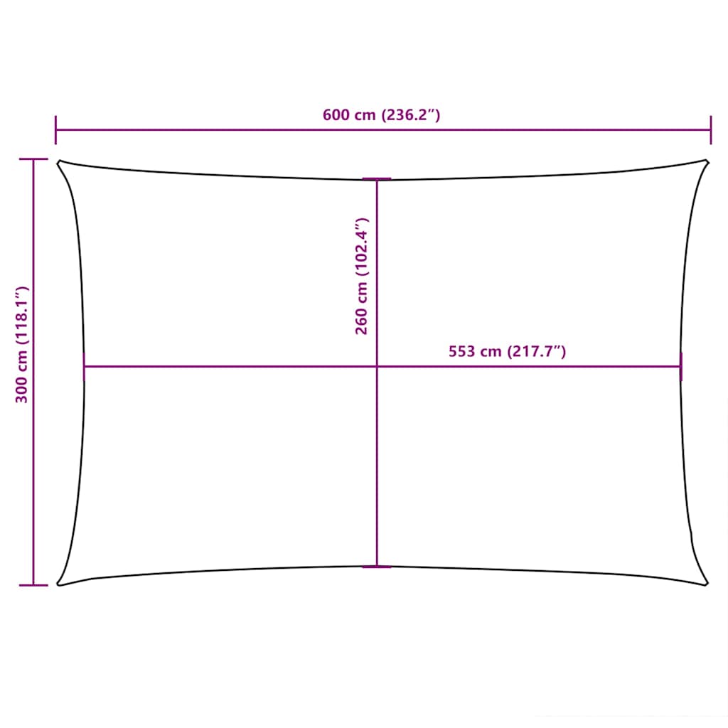 Parasole a Vela Oxford Rettangolare 3x6 m Nero