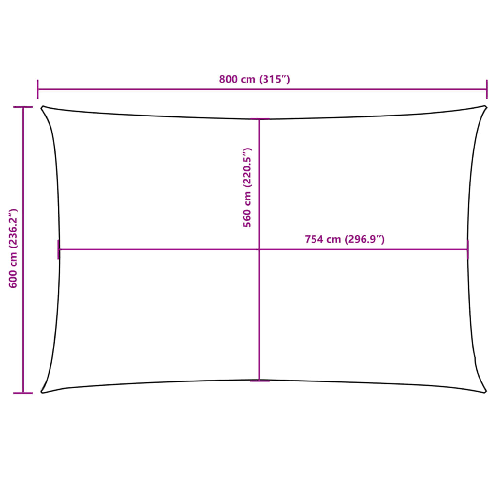 Parasole a Vela Oxford Rettangolare 6x8 m Nero