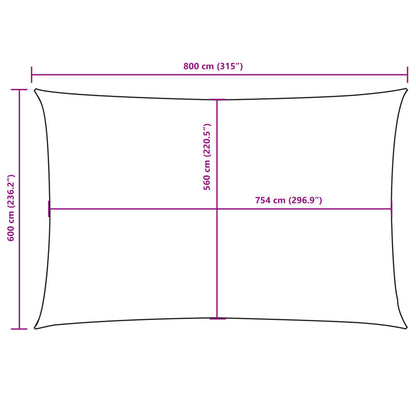 Parasole a Vela Oxford Rettangolare 6x8 m Nero