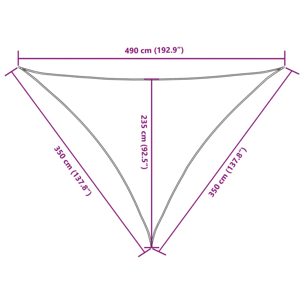Parasole a Vela Oxford Triangolare 3,5x3,5x4,9 m Nero | homemem39