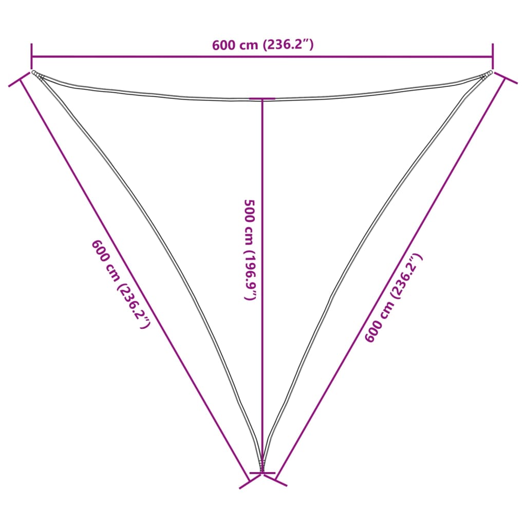 Parasole a Vela in Tessuto Oxford Triangolare 6x6x6 m Nero | homemem39