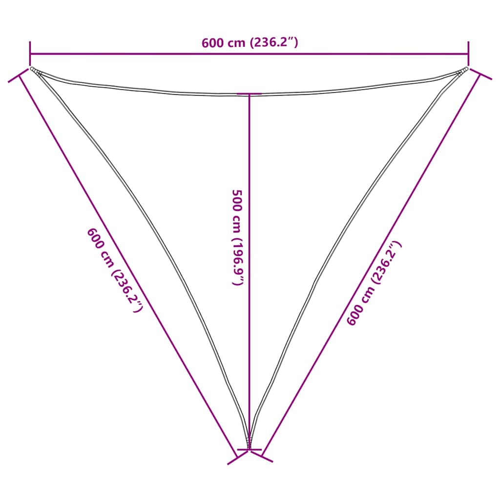 Parasole a Vela in Tessuto Oxford Triangolare 6x6x6 m Nero