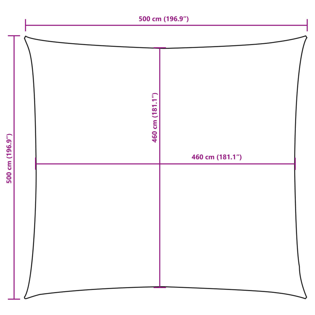 Vela Parasole in Tela Oxford Quadrata 5x5 m Marrone