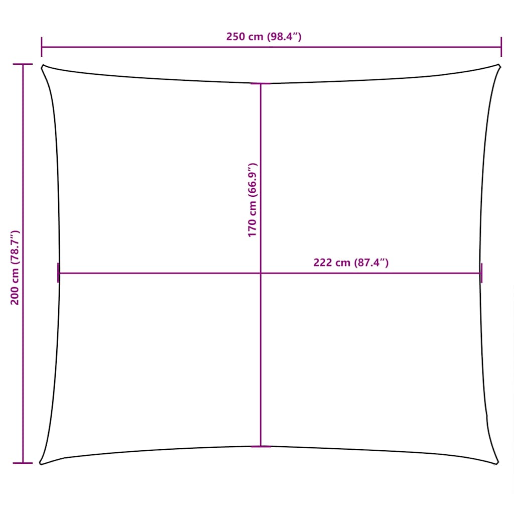 Parasole a Vela in Tessuto Oxford Rettangolare 2x2,5 m Marrone
