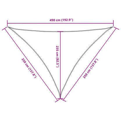 Oxford Triangular Parasol Sail 3.5x3.5x4.9 m Brown
