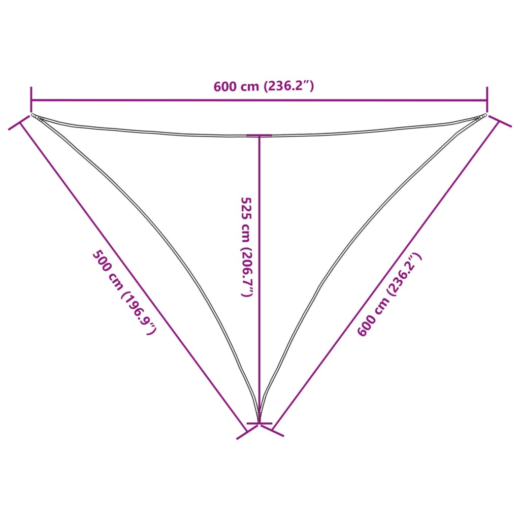 Parasole a Vela Oxford Triangolare 5x6x6 m Marrone