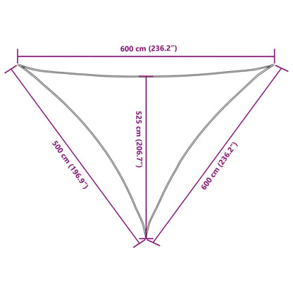 Parasole a Vela Oxford Triangolare 5x6x6 m Marrone